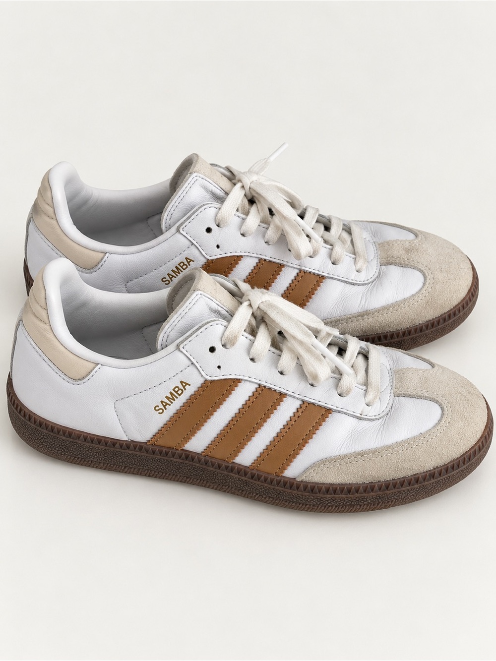 Adidas Samba White Tan Gum Sole Sneakers Men’s 9.5 Women’s 10.5